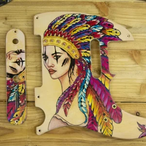 Telecaster Pickguard & Control Plate SET-of-2 Birch Wood & Sparkling Rainbow Swarovski Crystals Princess