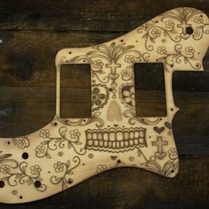 Fender Telecaster Deluxe Pickguard Cream Sugar Skull Calavera Engraved Hand Painted Wood Tele Deluxe
