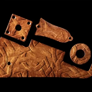 Metal Gibson Les Paul Standard/Studio/Classic Pickguard Brown Old Leather SET-of-4 Celtic Branches/Knots with Rich Engraved Texture