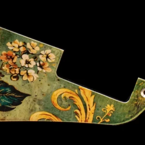 Gibson Les Paul Standard/Studio/Classic LP Pickguard SET-of-4: Vintage Victorian Floral Green-Gold Anodized Aluminum Metal 1.5mm