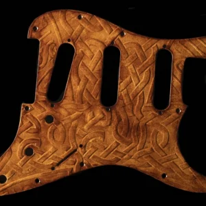 Aluminum Stratocaster SSS Pickguard Brown Old "Leather" Celtic Branches/Knots with Rich Engraved Texture Unique