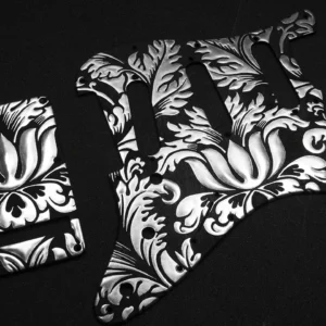 3D Stratocaster Pickguard SSS Silver-Black & Backplate SET-of-2 Liquid Silver Scratch Resistant