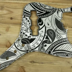 Aluminum Fender Jazz Bass Pickguard & Control Plate SET-of-2 Aluminum Paisley Silver-Black