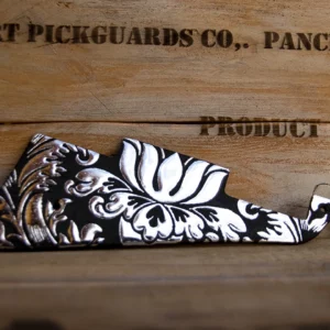 Gibson Les Paul Pickguard SET-of-3 Gilded, Embossed and Engraved Hand Painted Leaves in Sparkly Silver for Les Paul Standard